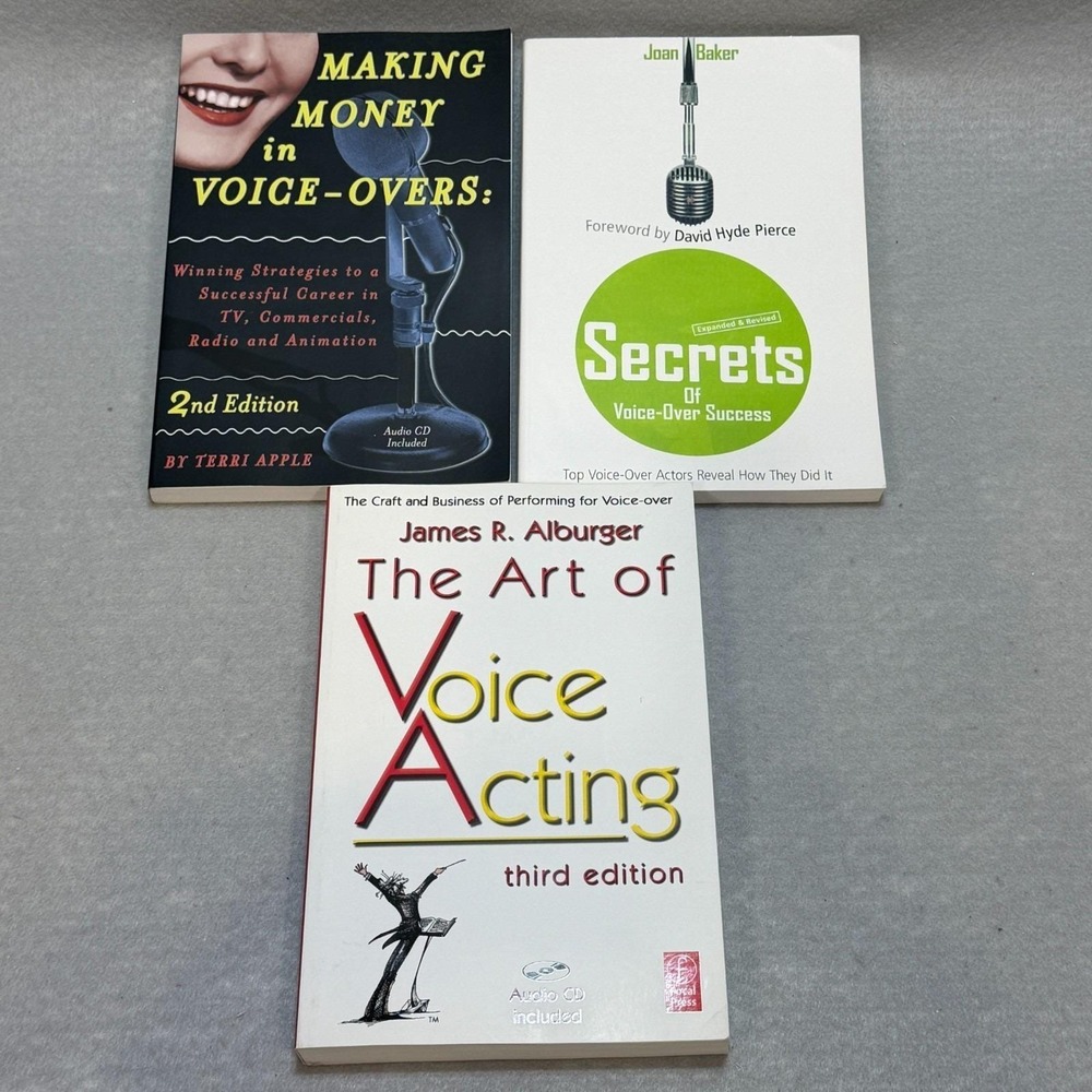 Voice Over Acting Books Lot of 3 With Unused CDs Included Alburger Apple Baker